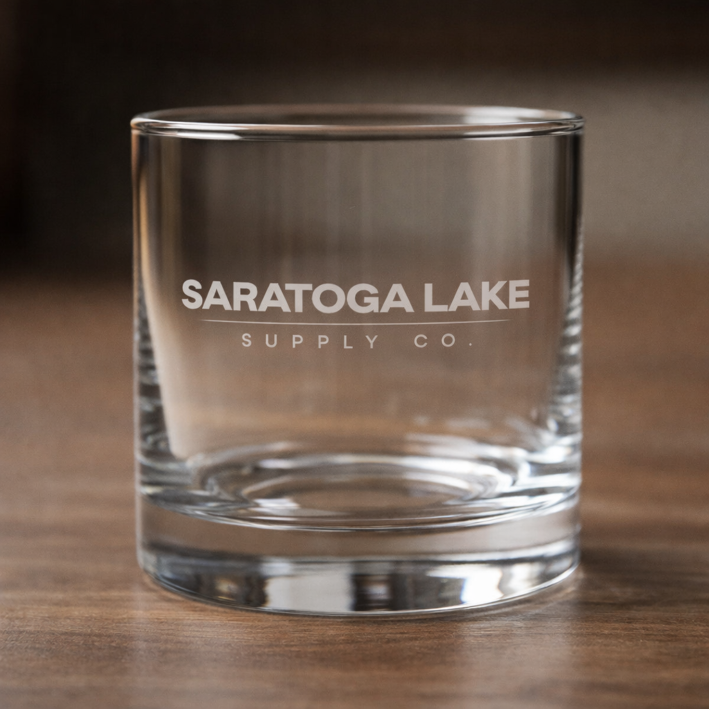 Saratoga Lake 10oz Engraved Rocks Glass – Classic Whiskey Tumbler